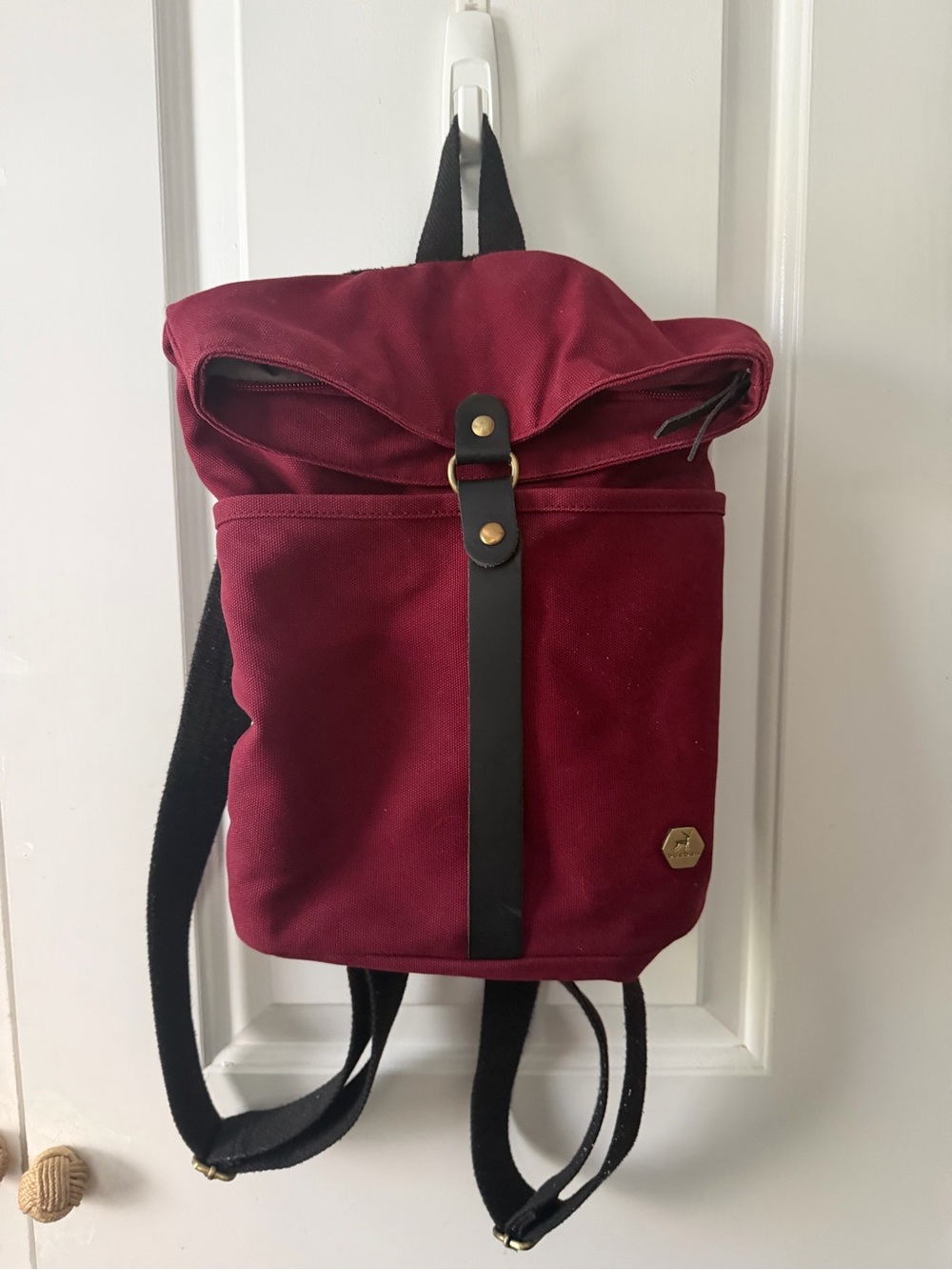 Burgundy Canvas Roll-Top Backpack